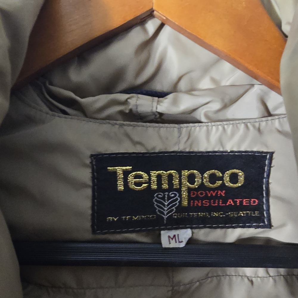 Vintage Womens Tempco Down Jacket Beige size M/L Winter Insulated - Picture 5 of 12